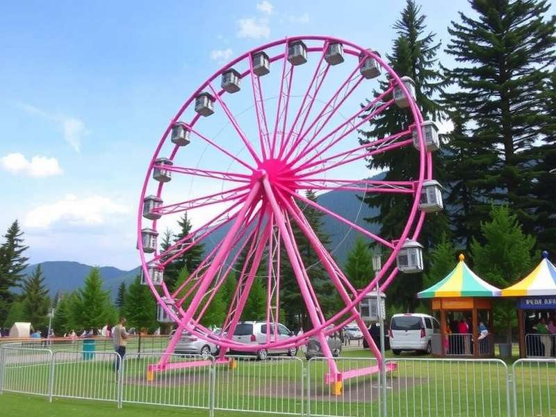 Night view of amusement park lights